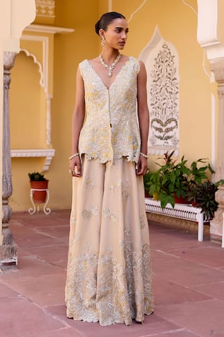 Osaa By Adarsh Embroidered Peplum Jacket & Gharara Set 
