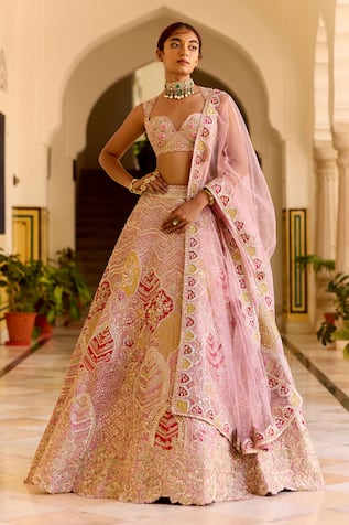 Osaa By Adarsh Rosaline Pink Bridal Lehenga Set 