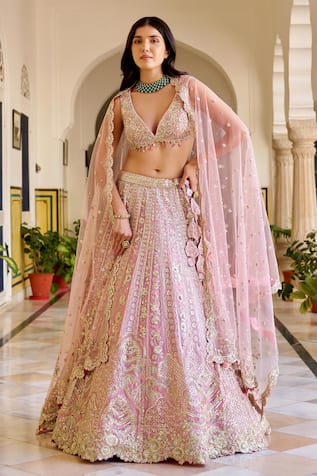 Osaa By Adarsh Rosaline Pink Organza Lehenga Set 