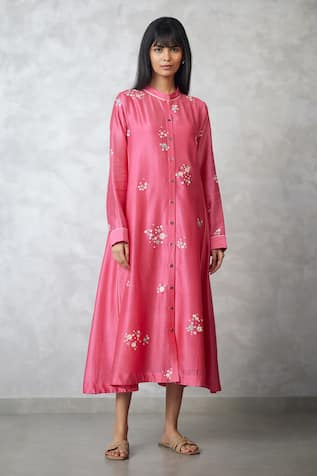 Nachiket Barve Coral Dottie Chanderi Dress 