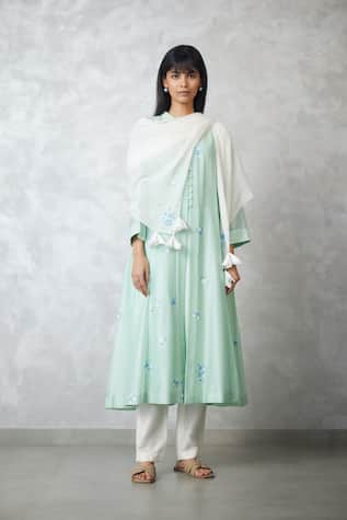Nachiket Barve Seafoam Chanderi Dottie Kurta Set 