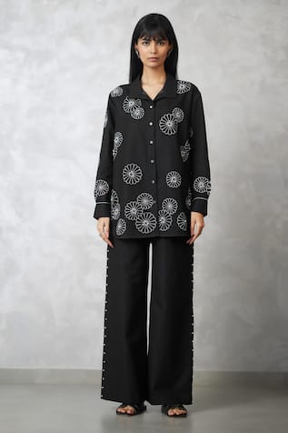 Nachiket Barve Cutwork Shirt With Denim Pant 