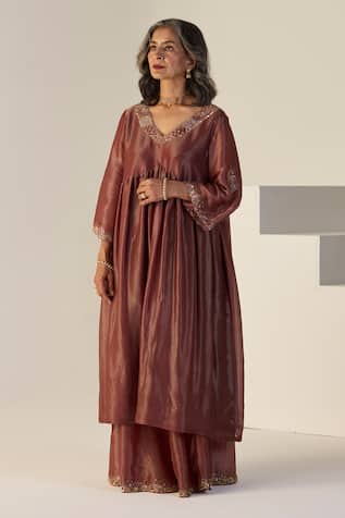 Sarang Kaur Rust Rehmat Lehenga Set 