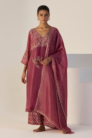 Sarang Kaur Purple Badla Kurta Set 