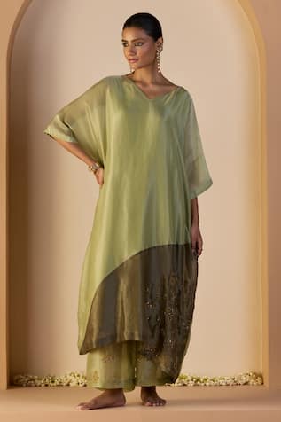 Sarang Kaur Green Zehra Kaftan Set 