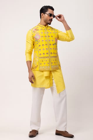 PAARSH Sunburst Bloom Embroidered Nehru Jacket Set 