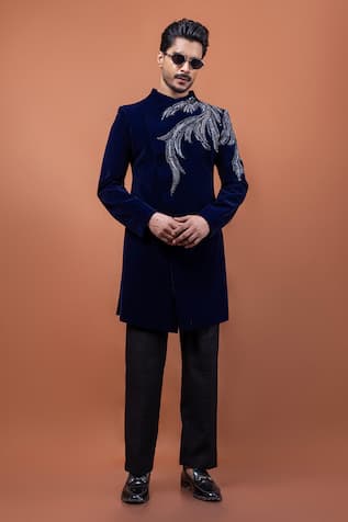 PAARSH Azure Crest Embroidered Achkan With Pant 