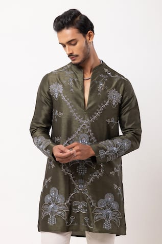 PAARSH Moss & Mist Embroidered Kurta Set 
