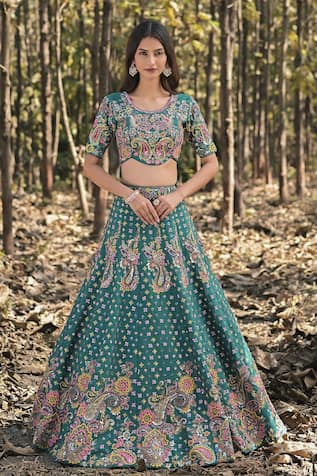 Panihari Raw Silk Embroidered Lehenga Set 