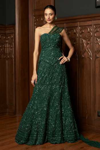 Istya Emerald Fishcut Lehenga With Corset Blouse 