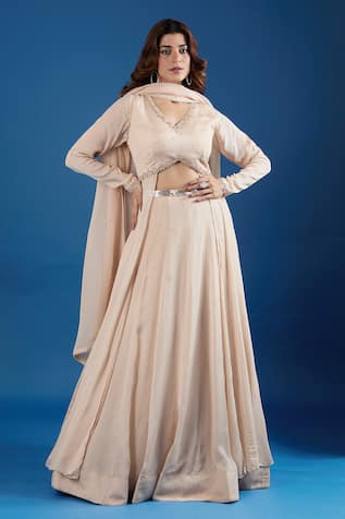 Samyukta Singhania Embroidered Blouse & Skirt Set 