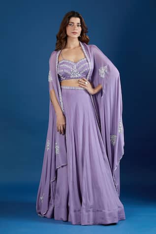 Samyukta Singhania Embroidered Cape & Skirt Set 
