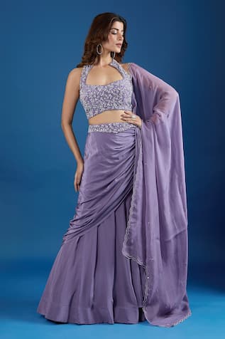 Samyukta Singhania Embroidered Blouse & Skirt Set 