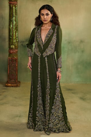 Reeti Arneja - Theklub Raabta Mehendi Jacket Sharara Set  