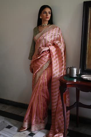 Shorshe Clothing Nursat Stripe Pattern Saree 