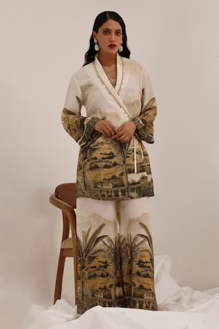 Surkh Syahi Vanya Blazer Palazzo Set 