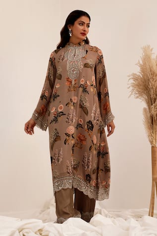 Surkh Syahi Aaina A-line Kurta Set 
