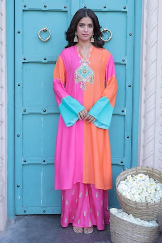 Surkh Syahi Banjara A-line Kurta Set 