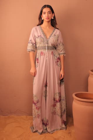 Surkh Syahi Carnation Crush Jumpsuit 