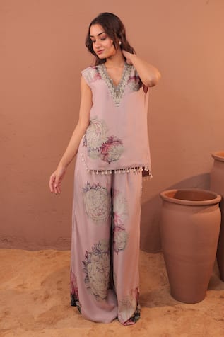 Surkh Syahi Carnation Crush Co-ord Pant Set 