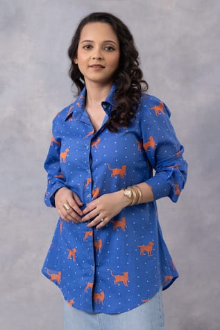 Thee Modern Roots Paws & Tails Cotton Mul Printed Shirt 