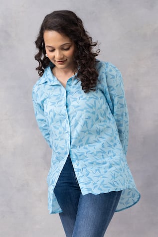 Thee Modern Roots Floral Flight Cotton Mul Printed Shirt 