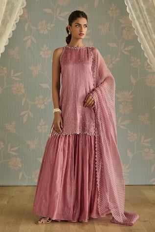 Kritika Dawar Ira Hand Embroidered Halter Neck Kurta Gharara Set 