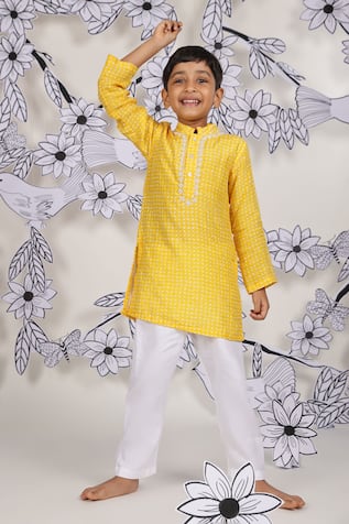 LA Dee DA Sunshine Spark Geometric Print Kurta Set 