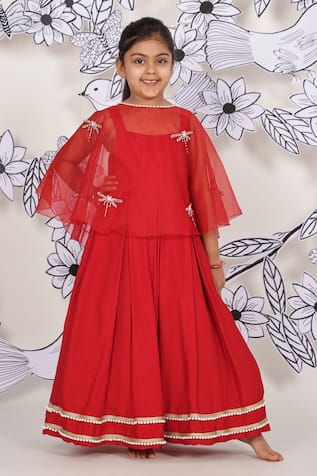 LA Dee DA Red Dress With Dragonfly Cape 