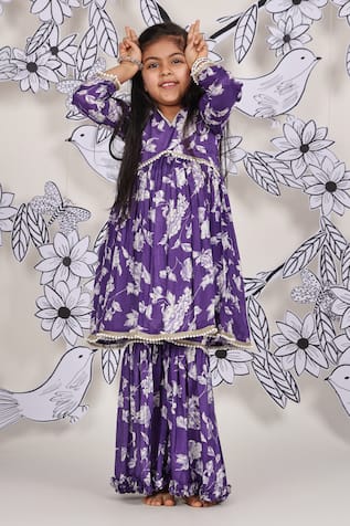 LA Dee DA Floral Kurta With Ruffle Pant 
