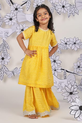 LA Dee DA Sunshine Sparkle Printed Kurta With Sharara 