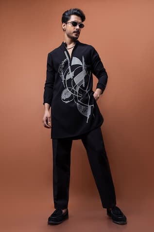 PAARSH Ashen Echo Embroidered Kurta Set 