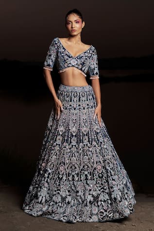 Panihari Floral Embroidered Bridal Lehenga Set 