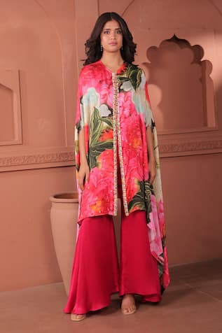 Surkh Syahi Bageecha Asymmetric Cape Set 