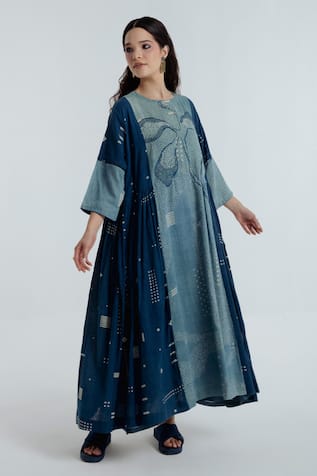 Rias Jaipur Indigo Pleated Dress 
