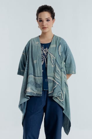 Rias Jaipur Indigo Floral Pattern Overlay 