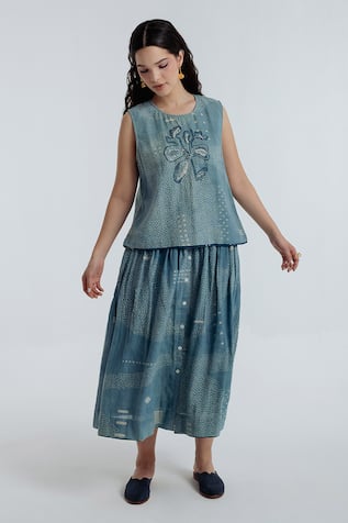 Rias Jaipur Indigo Cotton Skirt 