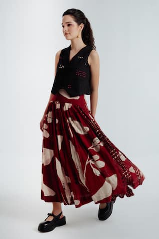 Rias Jaipur Madder Printed Skirt 