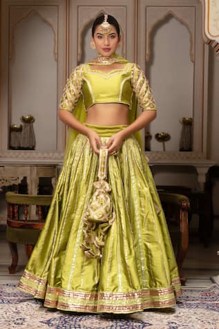 Pomcha Jaipur Meera Gota Patti Lehenga Set 