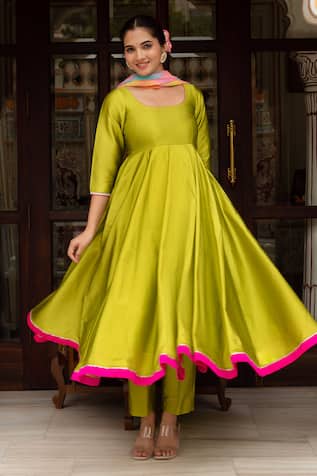 Pomcha Jaipur Taffeta Silk Anarkali Set 