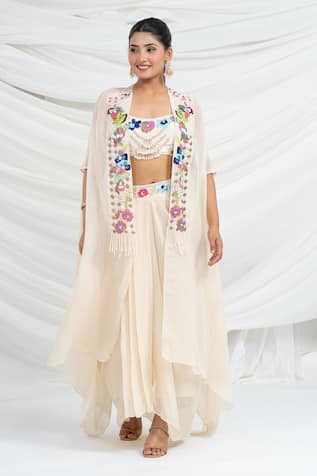 Ellemora Fashions Embroidered Shrug Skirt Set 