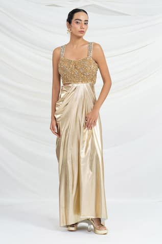 Ellemora Fashions Dazzling Allure Embroidered Draped Dress 