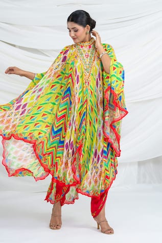 Ellemora Fashions Geometrical Pattern Kaftan With Pant 