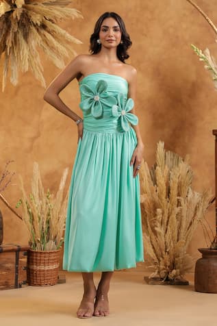 B'Infinite Mint Floral Midi Dress 