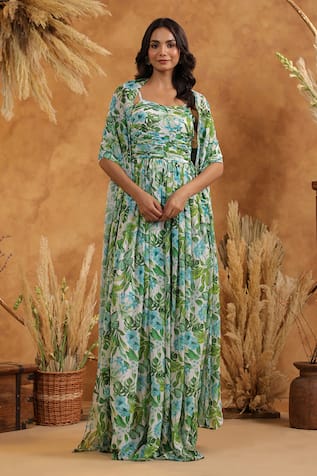 B'Infinite Tropical Fern Gown & Cape Set 