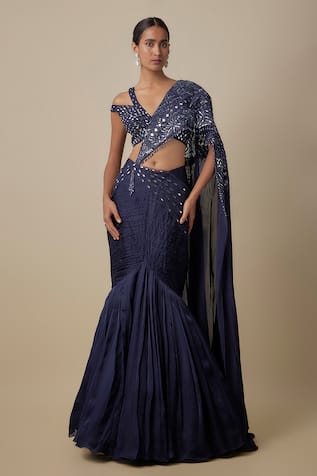 Asaga Cadent Draped Saree With Blouse 