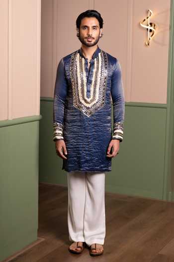 Kaaj Button Bajirao Mirror Work Kurta Set 