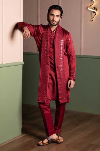 Kaaj Button Mirror Frenzy Kurta Stole Set 