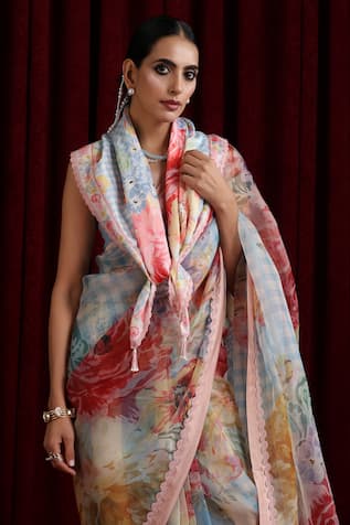 Moh India Rani Bloom Powder Blue Scarf 