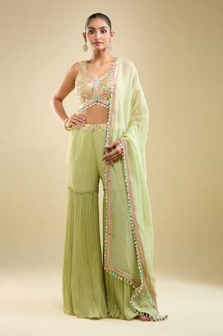 Samyukta Singhania Embroidered Blouse Gharara Set 